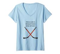 Mujer DISEÑO DE Hockey DISEÑO Divertido. SE Siente como UNA Caja DE PENALIDAD Tipo Camiseta Cuello V