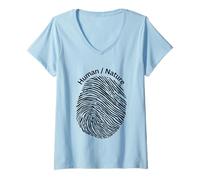 Mujer Diseño de Huellas Dactilares de Naturaleza Humana para Amantes de la Naturaleza Camiseta Cuello V