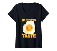 Mujer Diseño de Juego de Palabras de Huevo Frito con Sabor a Huevo Camiseta Cuello V