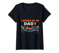 Mujer Diseño de Juegos I Leveled Up To Dad Gamer Padre Camiseta Cuello V