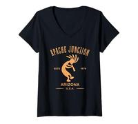 Mujer Diseño de Kokopelli Dancing de Apache Junction Arizona Camiseta Cuello V