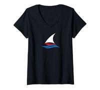 Mujer Diseño de Logotipo de velero para Marineros y Amantes del mar Camiseta Cuello V