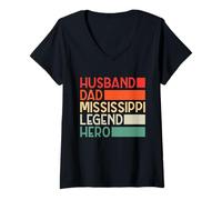 Mujer Diseño de Marido y Padre de un héroe de Mississippi Camiseta Cuello V