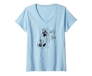 Mujer Diseño de mastín de Toro Let's Go! - Diseño de mastín de Toro Feliz Camiseta Cuello V