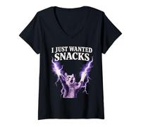 Mujer Diseño de Meme de I Just Wanted Snacks Rage Cat Camiseta Cuello V
