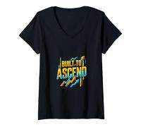 Mujer Diseño de mentalidad de Crecimiento Construido para Ascender Camiseta Cuello V