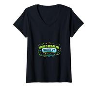 Mujer Diseño de mentalidad de disciplina de Crecimiento de Riqueza silenciosa Camiseta Cuello V