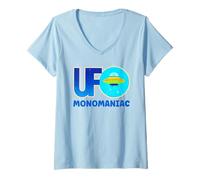 Mujer Diseño de Nave Espacial Extraterrestre Retro monomaníaco OVNI Camiseta Cuello V