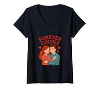 Mujer Diseño de Pareja de Amor Eterno Camiseta Cuello V