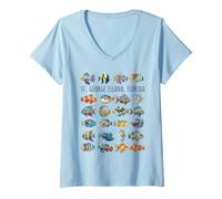 Mujer Diseño de Peces Coloridos de la Isla de San Jorge Florida Camiseta Cuello V