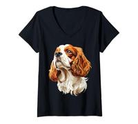 Mujer Diseño de Perro King Charles Spaniel para Mascotas King Charles Spaniel Camiseta Cuello V