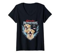Mujer Diseño de Perro Labrador Retriever de Metal Pesado Estilo Pirata Camiseta Cuello V