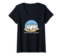 Mujer Diseño de pingüino de las Islas Malvinas para amantes de la naturaleza y los animales Camiseta Cuello V