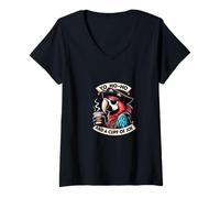 Mujer DISEÑO DE Pirata Divertido. YO HO HO Y UNA Taza DE Joe. Taza DE CAFÉ Camiseta Cuello V