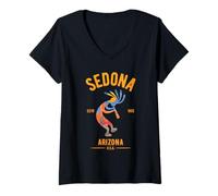 Mujer Diseño de Recuerdo de Sedona Arizona Dancing Kokopelli Camiseta Cuello V