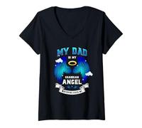 Mujer Diseño de Recuerdo y mi papá es mi ángel de la Guarda Camiseta Cuello V