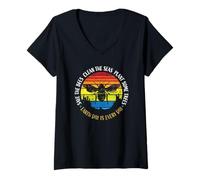 Mujer Diseño de Save The Bees, Limpia los Mares, Planta Algunos árboles Camiseta Cuello V