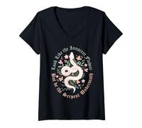 Mujer Diseño de Serpiente y Flores, Lady Macbeth, William Shakespeare Camiseta Cuello V