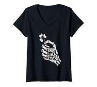 Mujer Diseño de Sistema de Suerte frágil declaración Oscura y gótico Camiseta Cuello V