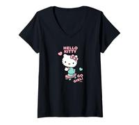 Mujer Diseño de skate cat de Hello Kitty Karakt Camiseta Cuello V