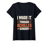 Mujer Diseño de sobreviviente de cirugía divertida Recuperación Cirugía de Aquiles Camiseta Cuello V