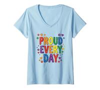 Mujer Diseño de Soporte LGBTQ+ de arcoíris Orgulloso de Todos los días Camiseta Cuello V