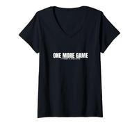 Mujer Diseño de Texto Minimalista con Cita Divertida de Jugador de One More Game Camiseta Cuello V
