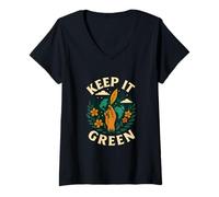 Mujer Diseño del Día de la Tierra Keep It Green Camiseta Cuello V
