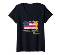 Mujer Diseño del Orgullo misionero de la misión de Virginia Norfolk Camiseta Cuello V