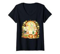 Mujer Diseño Divertido de Agradecimiento al Profesor de café en Doble Idioma Camiseta Cuello V