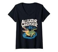 Mujer Diseño divertido de cocodrilo The Gator Whisperer Camiseta Cuello V