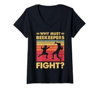 Mujer Diseño Divertido de esgrima ¿por qué los apicultores Deben Luchar contra el espadachín? Camiseta Cuello V