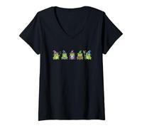 Mujer Diseño Divertido de Frog Wizards Kawaii Magic Froggy Squad Camiseta Cuello V