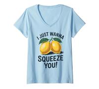 Mujer Diseño Divertido de limón I Just Wanna Squeeze You Camiseta Cuello V