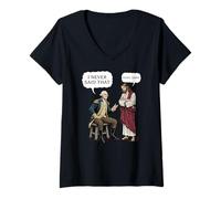 Mujer Diseño Divertido de Memes de George Washington y Jesús Nunca dijeron Camiseta Cuello V