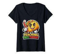 Mujer Diseño Divertido de Memes de Tacos para Maestros de enseñanza del Martes de Tacos Camiseta Cuello V