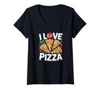 Mujer Diseño divertido de rodajas de tomate I Love Pizza Camiseta Cuello V