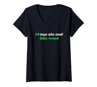 Mujer Diseño Divertido I Love Boys Who Smell Like Weed Camiseta Cuello V