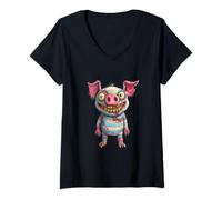 Mujer Diseño Divertido y sarcástico de un Animal Zombi Camiseta Cuello V