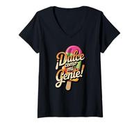 Mujer Diseño Dulce como Mi Gente - MexAm Paleta Art Camiseta Cuello V