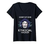 Mujer Diseño Encapuchado de Cyber Security Ethical Hacker IT Analyst Camiseta Cuello V
