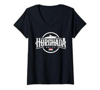 Mujer Diseño Entusiasta de los Viajes de la Ciudad de Hurghada Egipto Camiseta Cuello V
