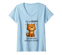 Mujer Diseño felino de Gato Enojado no Hablando Conmigo Mismo Camiseta Cuello V