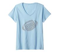 Mujer Diseño Floral de fútbol Retro gráfico de patrón de Flores para fanáticos Camiseta Cuello V