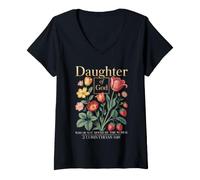 Mujer Diseño Floral 'Hija de Dios' Que Empodera la Fe Camiseta Cuello V