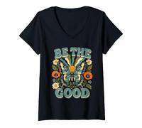 Mujer Diseño Floral Vintage de Be The Good Butterfly Camiseta Cuello V