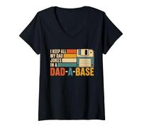 Mujer Diseño I Keep All My Dad Jokes In A Dad-A-Base Camiseta Cuello V