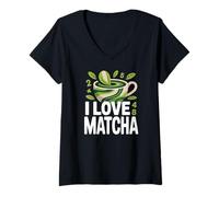 Mujer Diseño I Love Matcha Green Tea Lovers Camiseta Cuello V