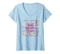Mujer Diseño inigualable de Mariposas Florales de la Mejor Madre Camiseta Cuello V