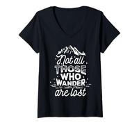 Mujer Diseño Inspirador con Cita Not All Who Wander Are Lost Camiseta Cuello V